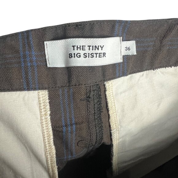 The Tiny Big Sister Cotton Barrel Leg Trouser Pants Brown Plaid Size FR 36 US 4 - Picture 5 of 9